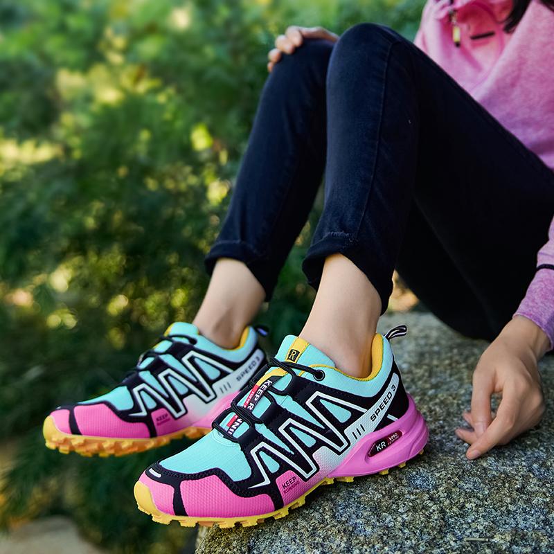 Neue Damen-Outdoor-Wanderschuhe, leichte, verschleißfeste Wanderschuhe für Bergsteigen, wasserdichte große Leder-Sportschuhe für Damen