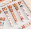 Bear 10 Color Ballpoint Pen, Cute Cartoon Push Button Multicolor Pen, Student School Supplies for Writing Drawing Gift for Kids