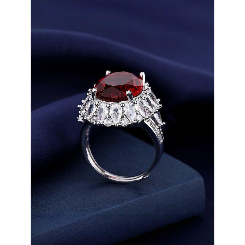 Fashion 5 Karat Artificial High Carbon Diamond Pigeons-Blood Ruby Ring Female Luxury Elegant Fancy Normcore Style Ring