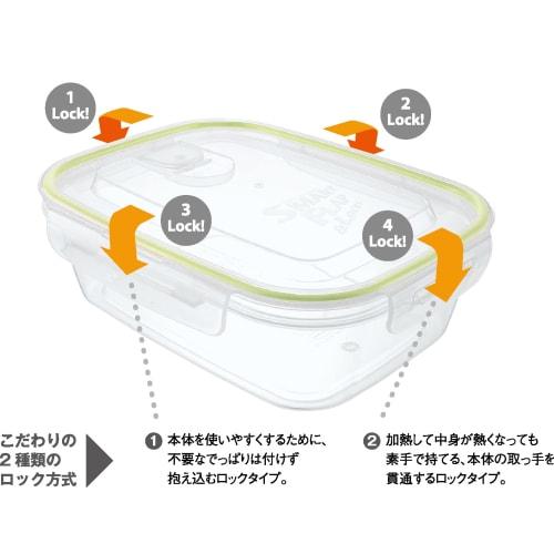 Iwasaki Industries Smart Flap & Rocks Storage Containers, Square, Large, Set of 2, Green, 900ml