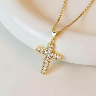 Accessoires Design Vintage Kreuz Süßwasser Anhänger Halskette Nische
