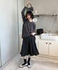 RONRON Dot Frill Layered Long Sleeve Charcoal