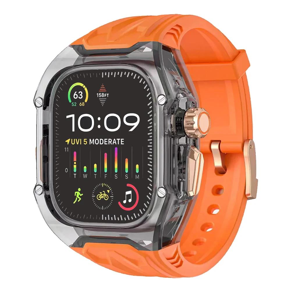 

Комплект для модификации прозрачный защитный чехол + ремешок из ТПУ для Apple Watch Ultra 9 band для iWatch Series 9 8 7 6 5 4 45 мм 44 мм 49 мм 44mm-Series 6 5 4 SE