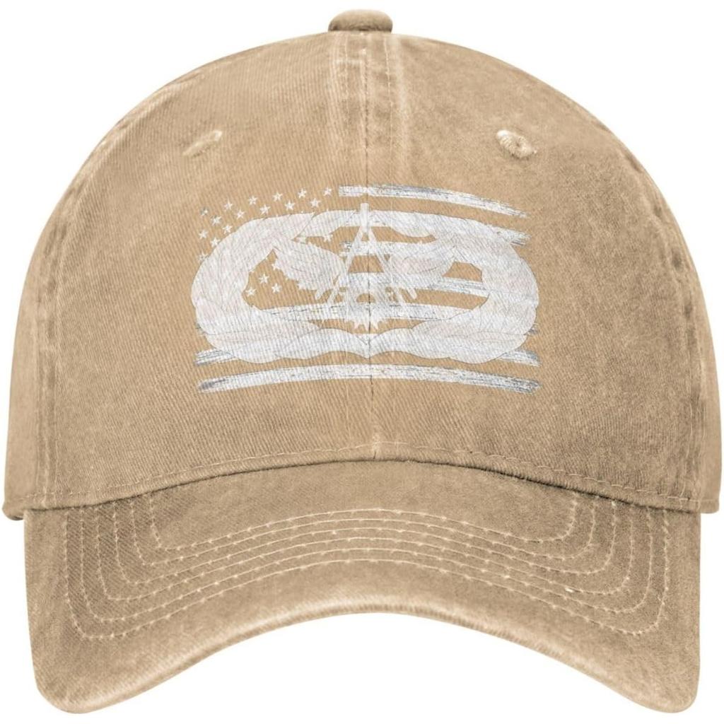 Air Force Civil Engineer Badge Distressed Baseball Cap Vintage Washed Denim Style Dad Hat