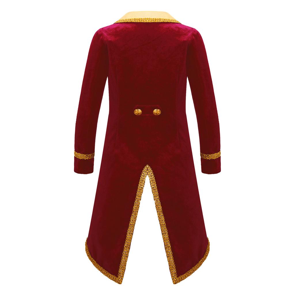 Boys Prince Cosplay Costume Vintage Royal Court Theme Party Dress Up Long Sleeve Tuxedo Coat Outfit