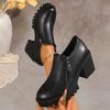 Fashion Women High Heel Pumps Fashion Comfortable Heels Women Casual Thick Heel Solid Color Boots Round Toe High Heels Shoes for Women