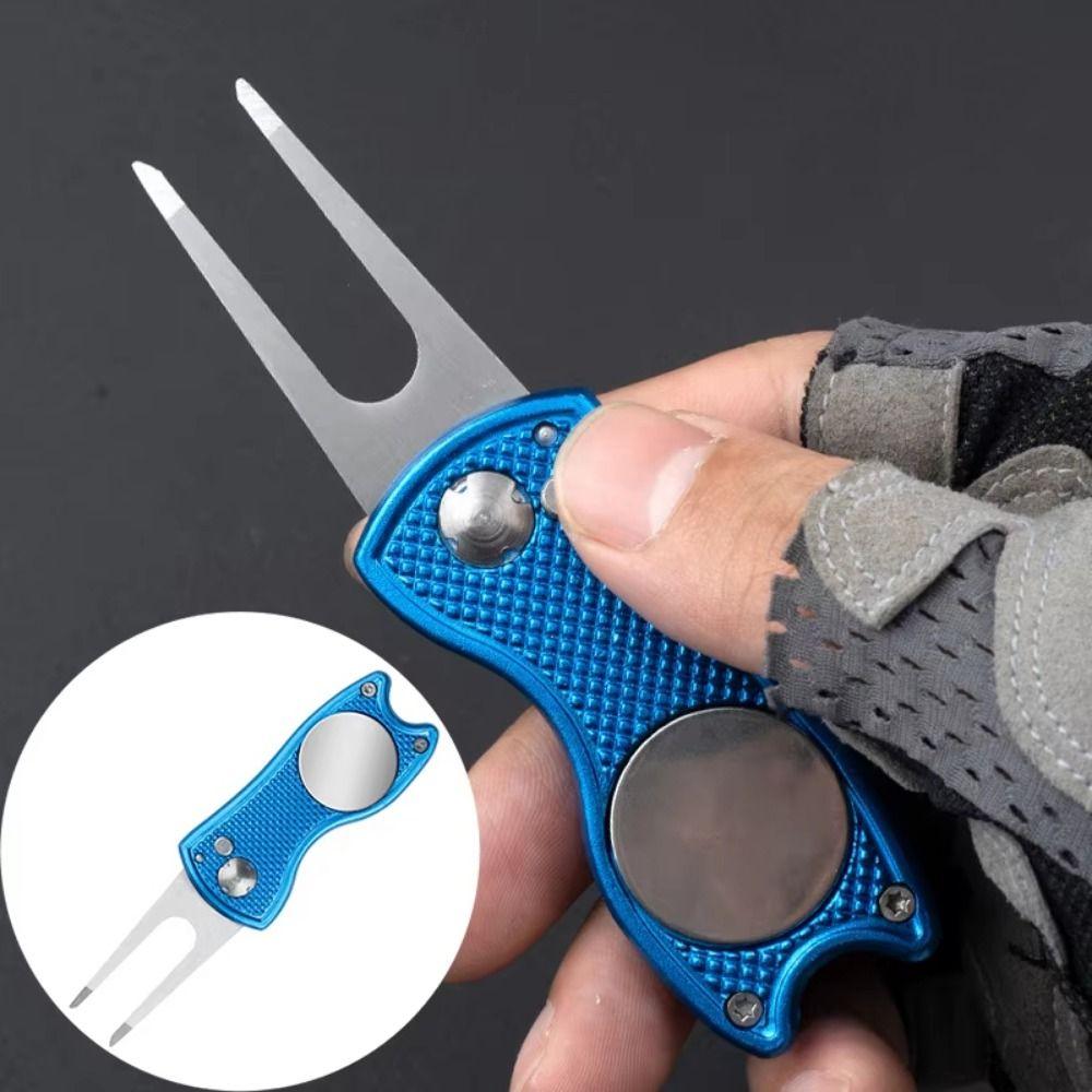 Magnetic Marker Golf Repair Tool Foldable Putting Green Fork Golf Repair Fork  Golf Accessories