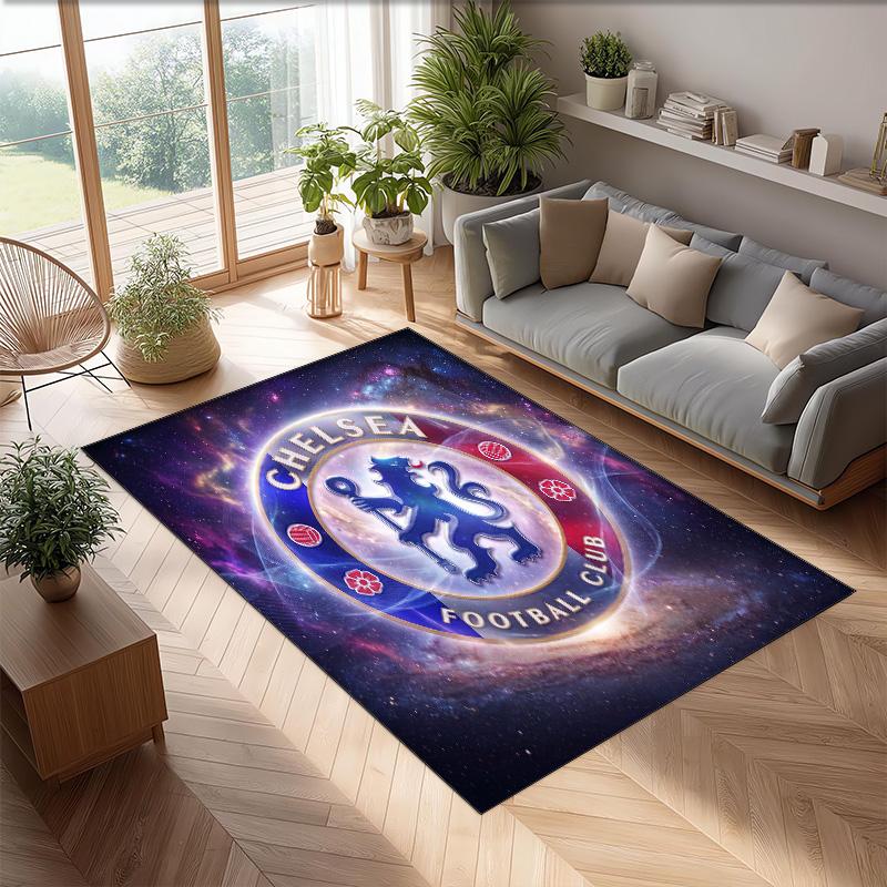 Chelsea FC bedruckter Flanell-Teppich rutschfest weicher Polyester-Bodenbelag Indoor Dekorationsmatte für Schlafzimmer Wohnzimmer Sofa Spielzimmer Heimdekoration