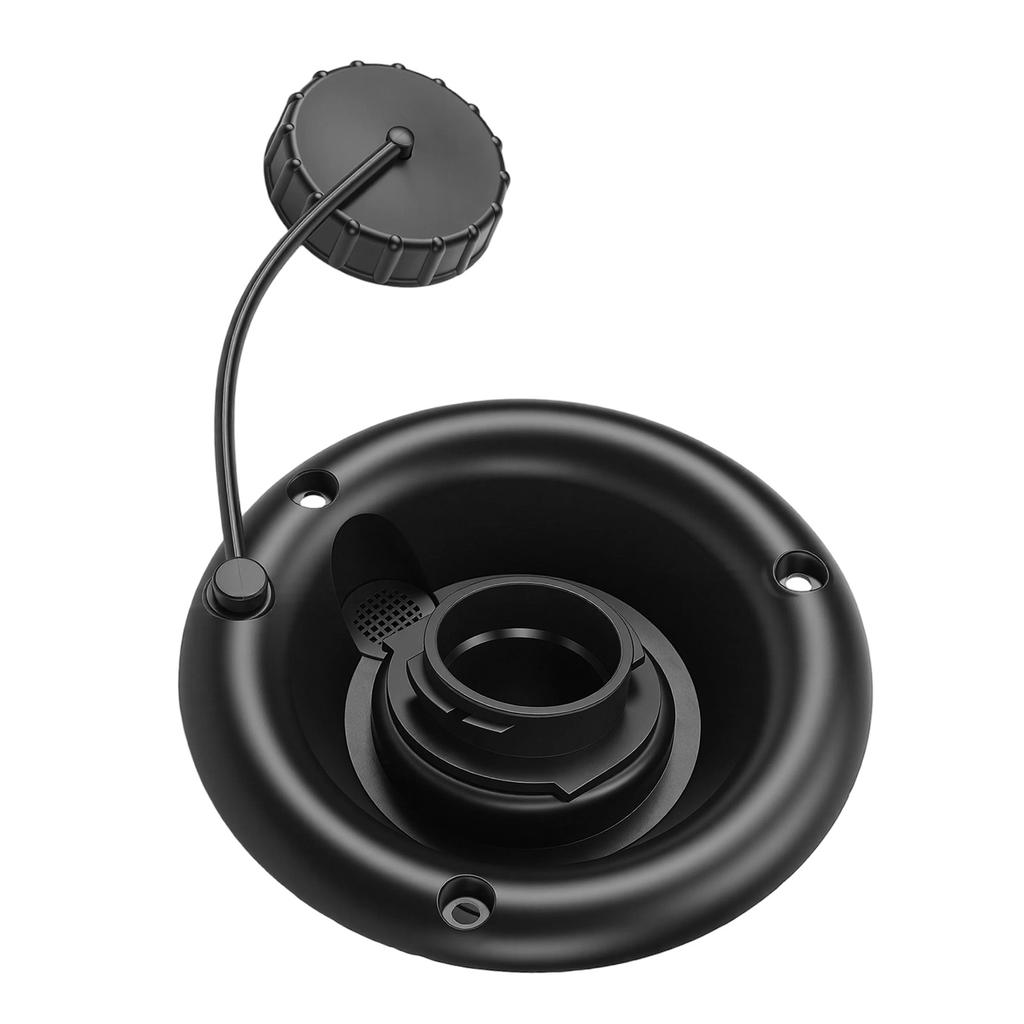 RV Gravity Fresh Water Fill Inlet Round with Lid Anti Lost Strap Anti Overflow PP for Trailer Motorhome Black