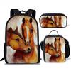 Luxury Horse Backpacks Bags 3D Print 3pcs/Set Pupil School Bags Laptop Daypack Backpack Inclined Shoulder Bag Pencil Case