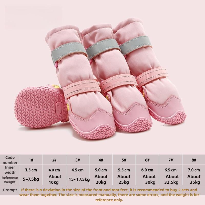 

Winter Dog Shoes Warm Snow High Boots Reflective for Small Medium Large Dogs Pet Sports Training Waterproof Anti-Slip Dog Boots 1 рожевий