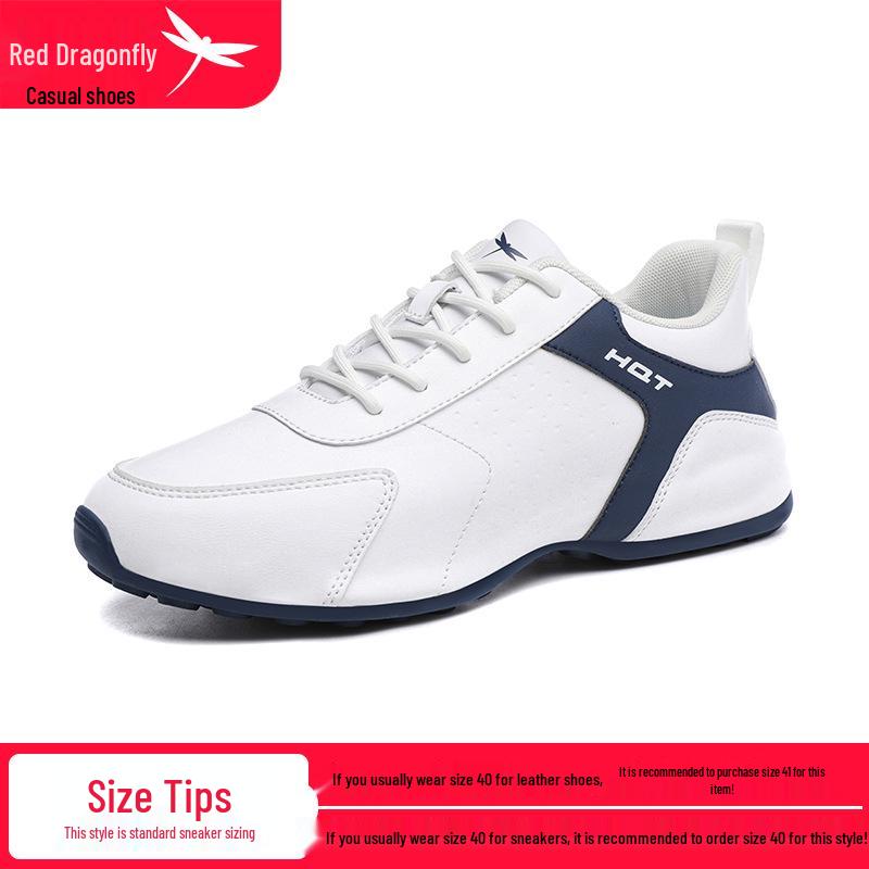 Red Dragonfly Men s Height-Increasing White Leather Outdoor Casual Sneakers 45