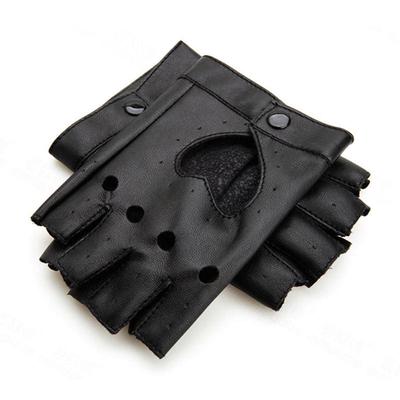 Women Punk Leather Driving Biker Fingerless Mittens Dance Motorcycle Gloves