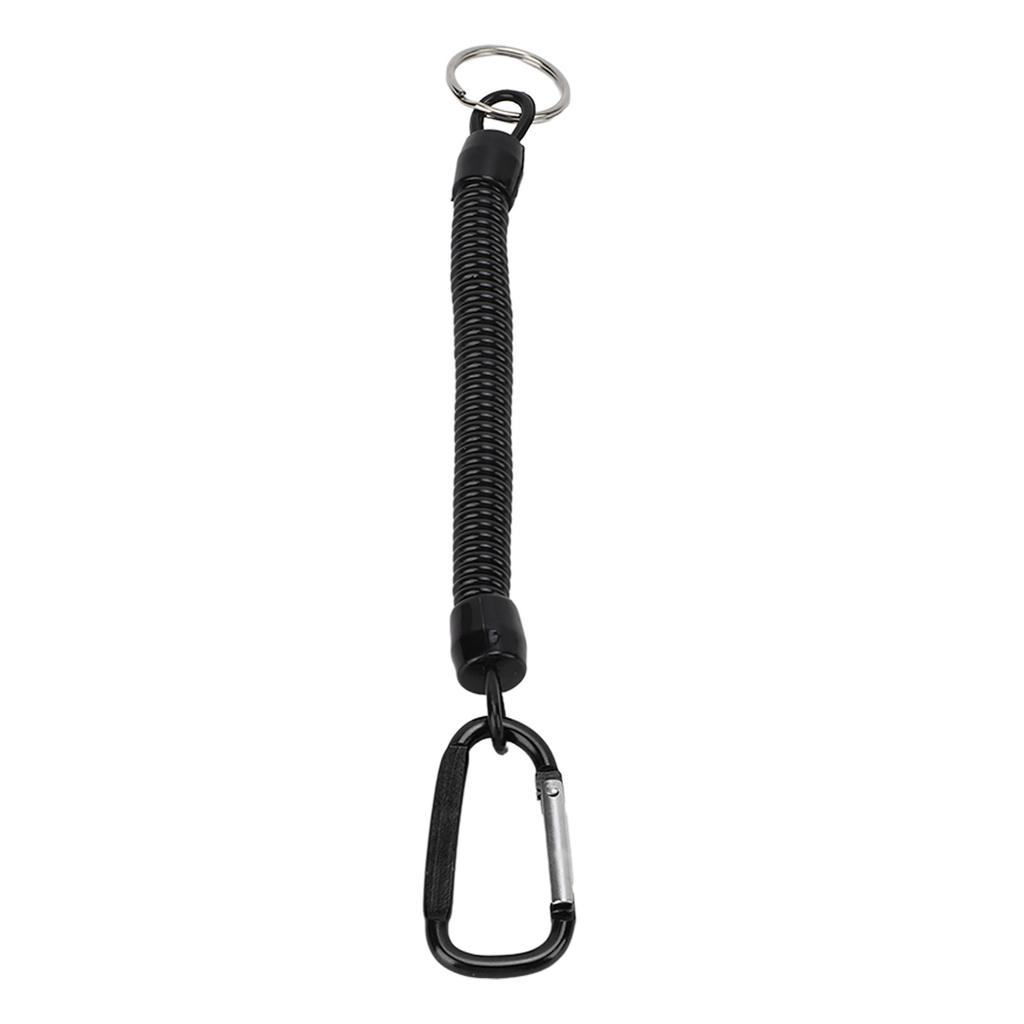 Retractable Spring Elastic Rope Security Gear Tool Anti Lost Keychain Fishing LanyardBlack