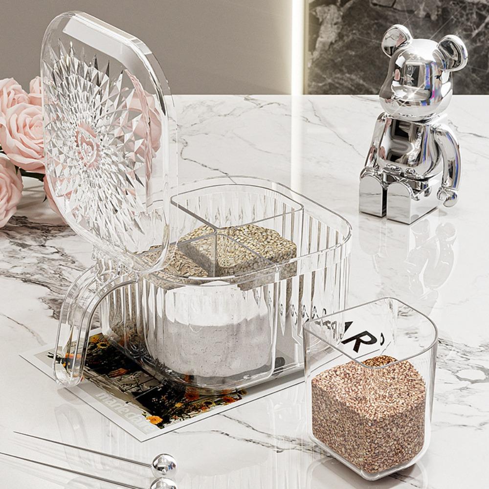 

4 Compartment Condiment Container Detachable Spice Jar Large Capacity Kitchen Seasoning Box Sugar білий
