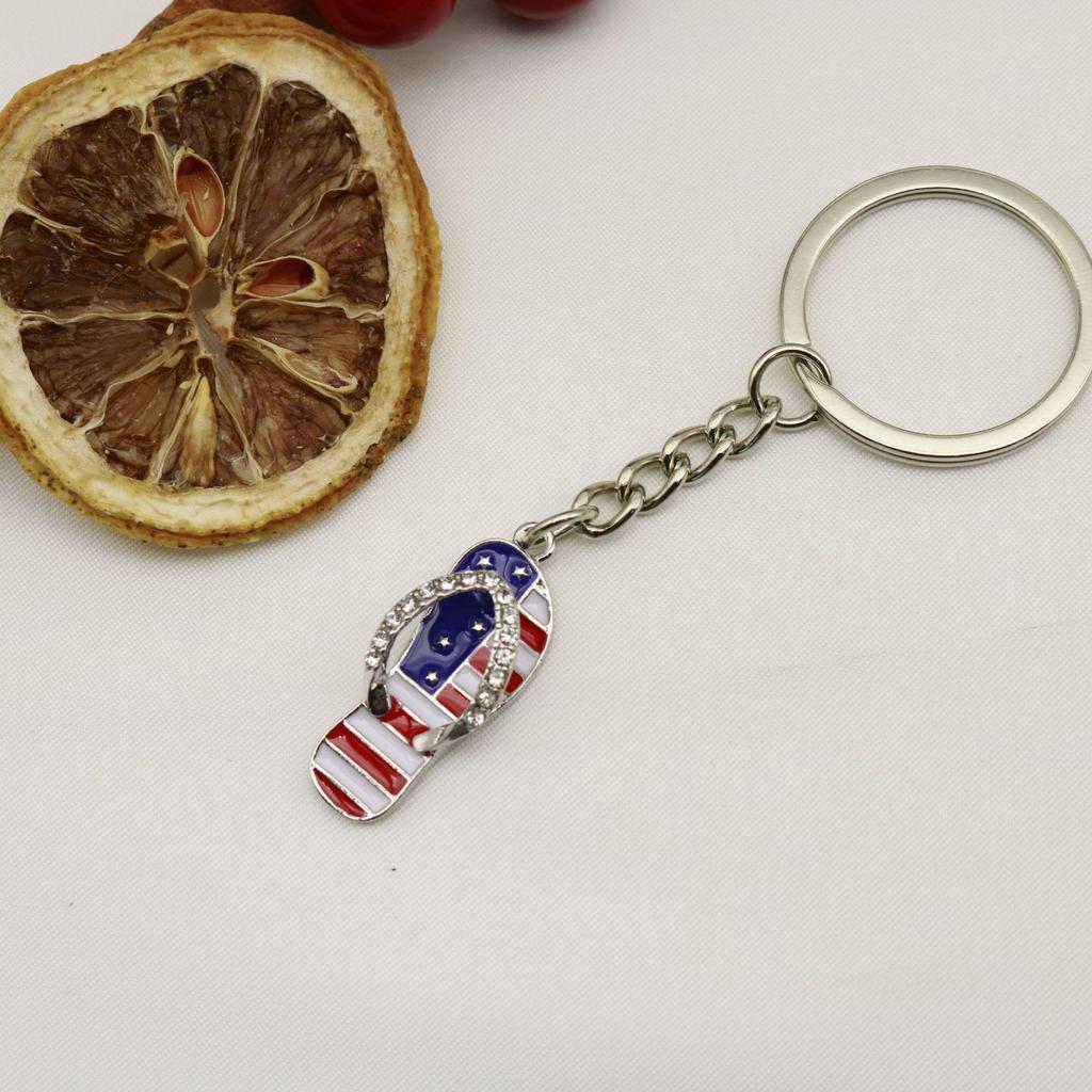 European American Independence Day Star & Flag Slipper Keychain