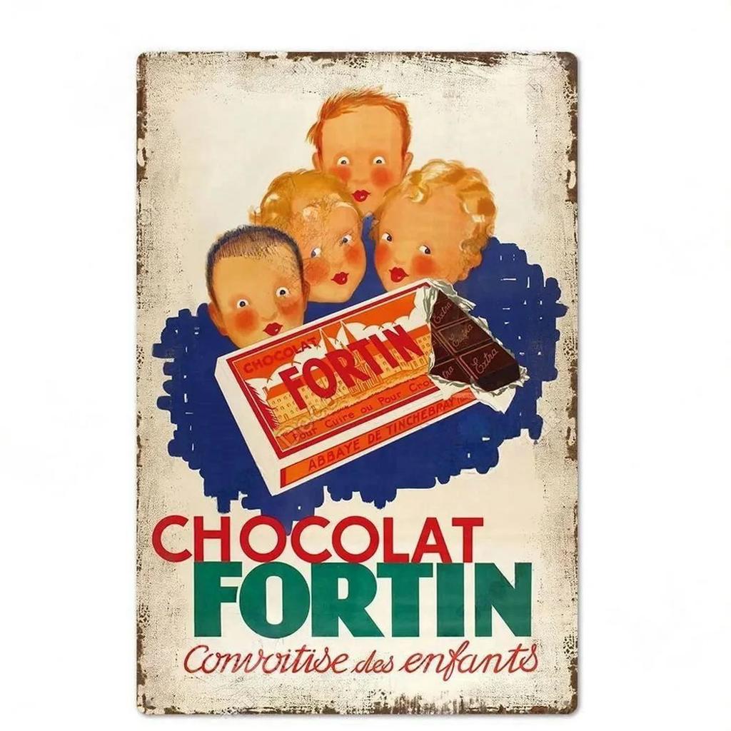 Metal Tin Signs Plaque Chocolate Fortin Wall Decoration Vintage Iron Painting Art Posters for Man Cave Home Cafe Garden Club Bar
