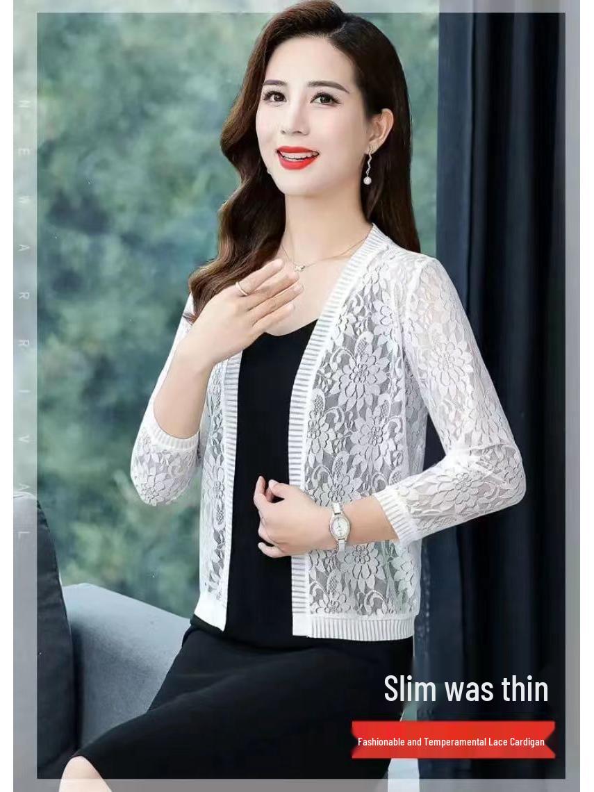

Кружевной кардиган-шаль Легкая дышащая куртка с солнцезащитой с подходящей юбкой и топом S