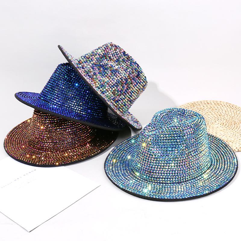 Fedoras Rhinestone Fedora Hat for Women Gemstone Fedoras Jazz Top Hat Winter Handmade Performance Hat Party Hat Jackson Hats