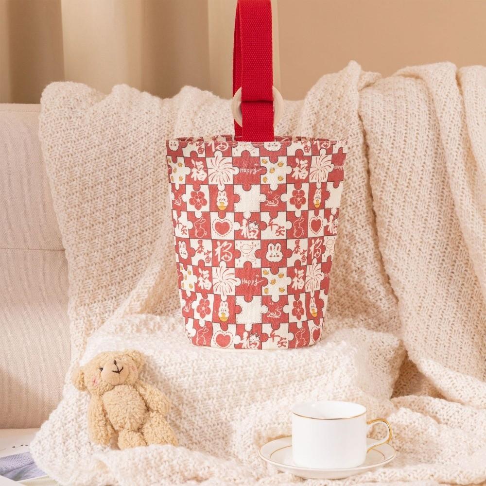 Wooden Ring Brocade Red Envelope Handheld New Year Money Bag Cloth Money Pocket  Lady Girls Women