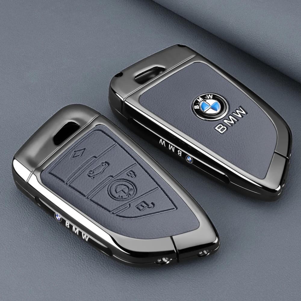 Car Sticker Hot 2025 Leather Car Smart Remote Key Case Cover Shell For BMW X1 X3 X4 X5 X6 F15 F16 G30 3 5 7 Series G11 F48 Keych