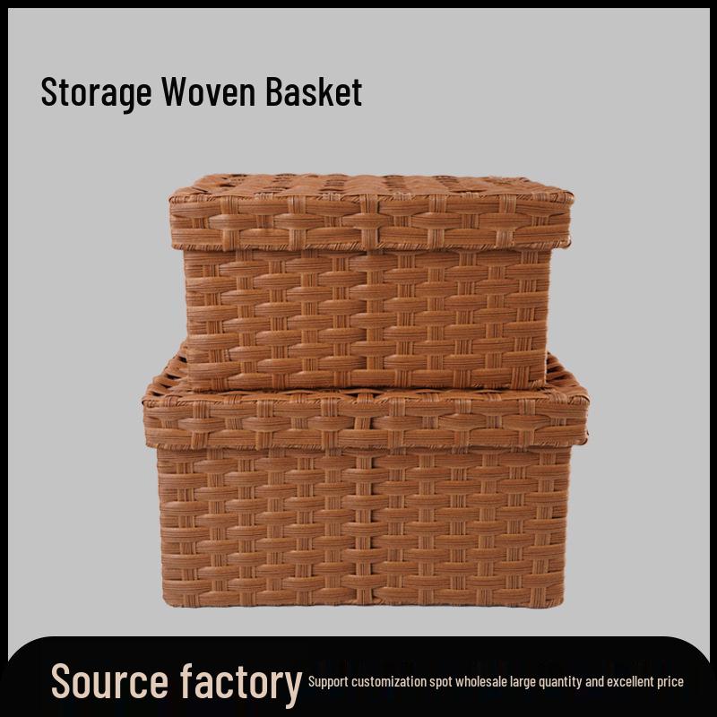 

Nuohuang Woven Dormitory Storage Basket with Lid for Clothes and Sundries