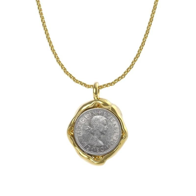 Retro And Elegant Light Luxury Heavy Industry Premium Metal Brass Plated 18K Real Gold Lucky Ancient Coin Ring Bracelet Necklace Women