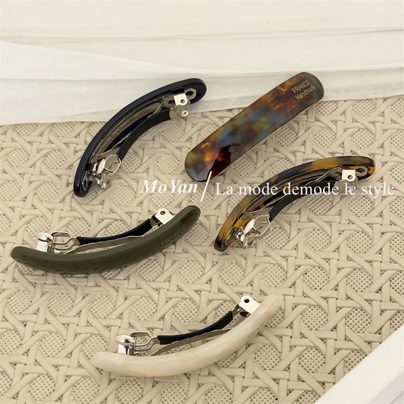 Korean Style Gold Label Acetate Baguette Barrette - Versatile & Cute Hair Clip