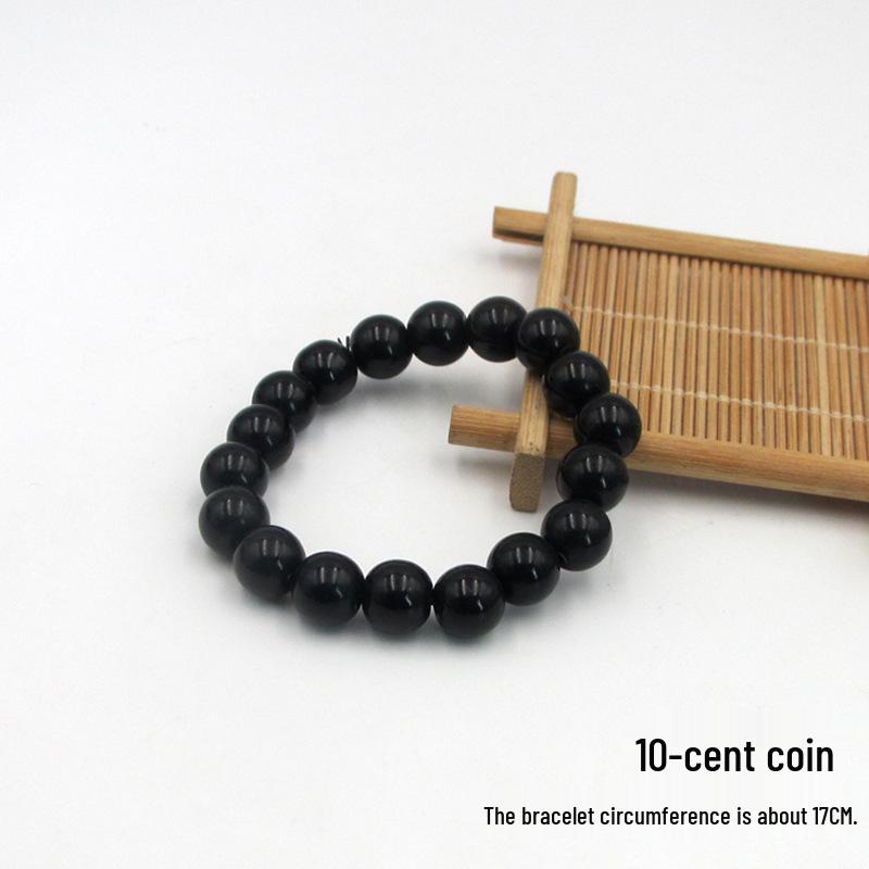 Best-Selling Unisex Black Glass Bracelet - Imitation Obsidian Design