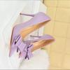 Fashion Fashionable Party High Heels Slim Heels Women Light Capsule Tip Back Butterfly Knot Single Shoes Korean Style