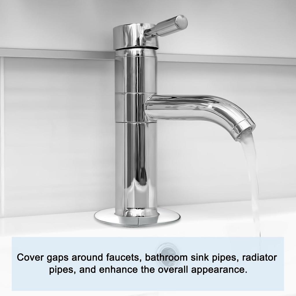 HARFINGTON 2pcs Wall Split Flange 0.67" (17mm) Stainless Steel Round Self-Adhesive Split Flange Pipe Cover Clip-on Escutcheon Collar for Floor