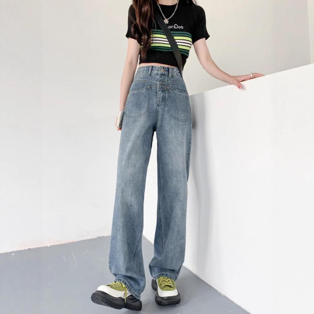 Women's 2025 Retro Wide-Leg Floor-Length Jeans - Summer Slimming Small Size
