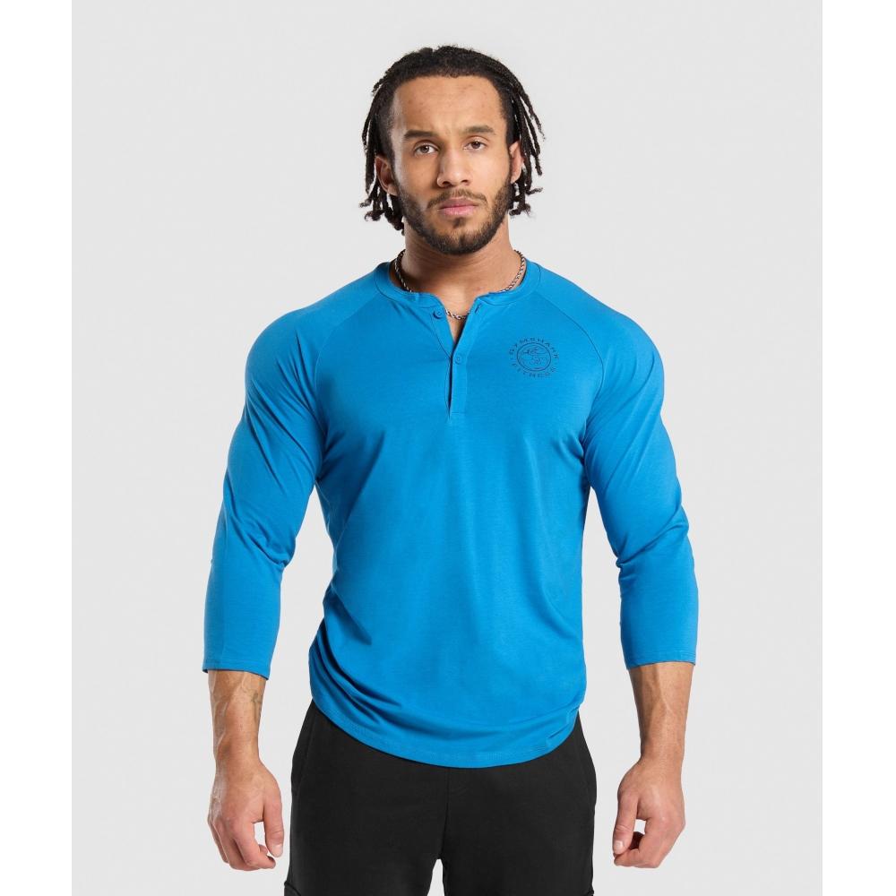 

GYMSHARK Legacy Henley Retro Blue A5A3C UCMP XS