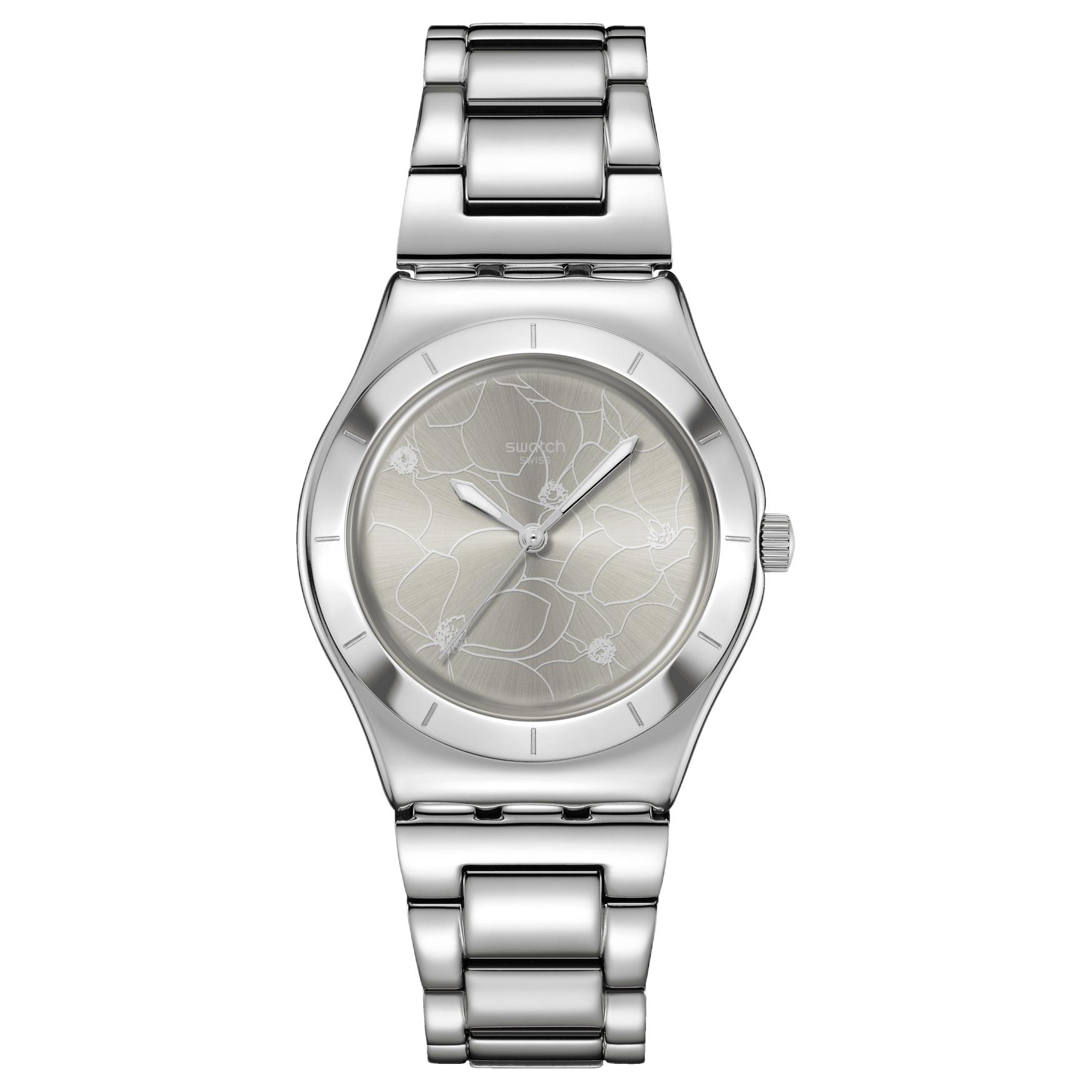 

SWATCH BLOSSOM TIME Quartz Movement 30m Water Resistance Unisex Watch 33mm Gray Dial Stainless Steel Case YLS237G Gray Dial