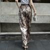 Lancer 2026 Summer Cupro Rayon Bohemian Leaf Print Casual Pants