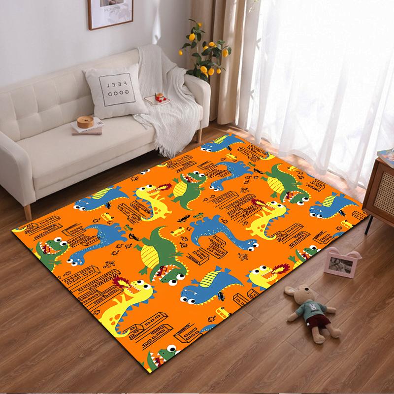 Colorful Cartoon Dinosaur Pattern Kids Carpet for Playroom Decor Suitable for use as an anti-slip for living room bedroom sofas