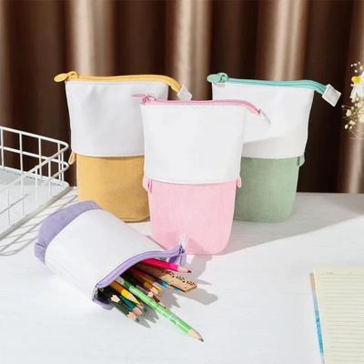 1Pcs Retractable Pencil Case School Office Stationery Storage Bag Solid Color Simple Pen Holder Supplies Bags Gifts Kid
