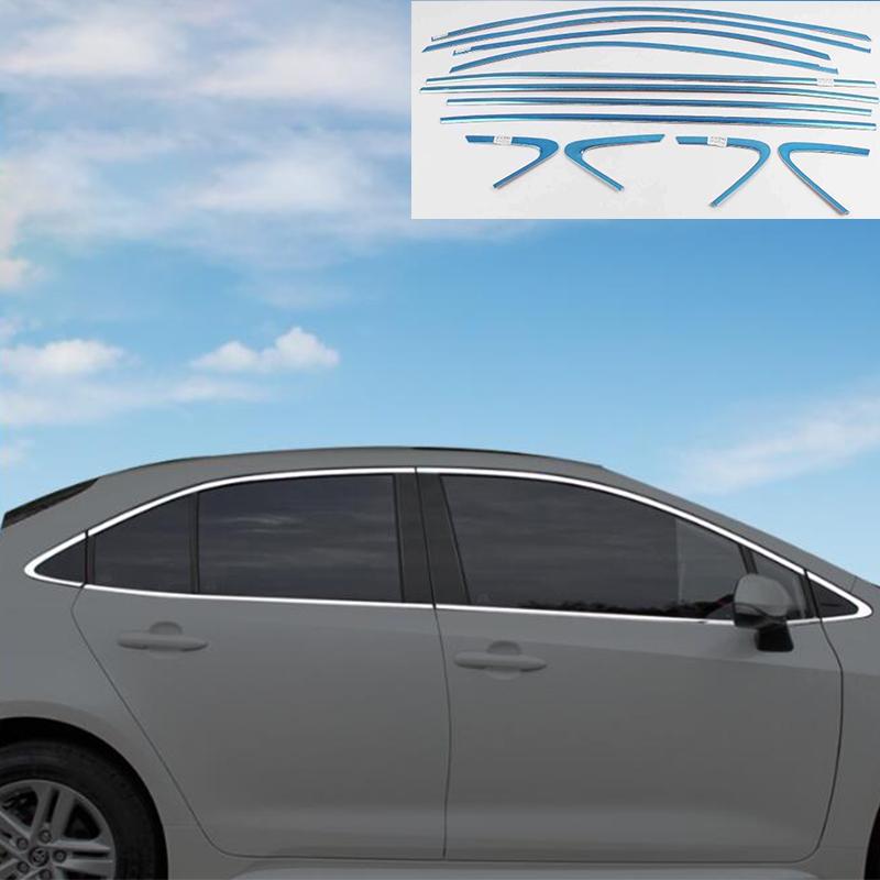 Автоаксессуары для Toyota Corolla Седан - сталь Хром черный Наружная оконная молдинговая полоса Порог боковая Накладка Отделка 12 шт. Chrome