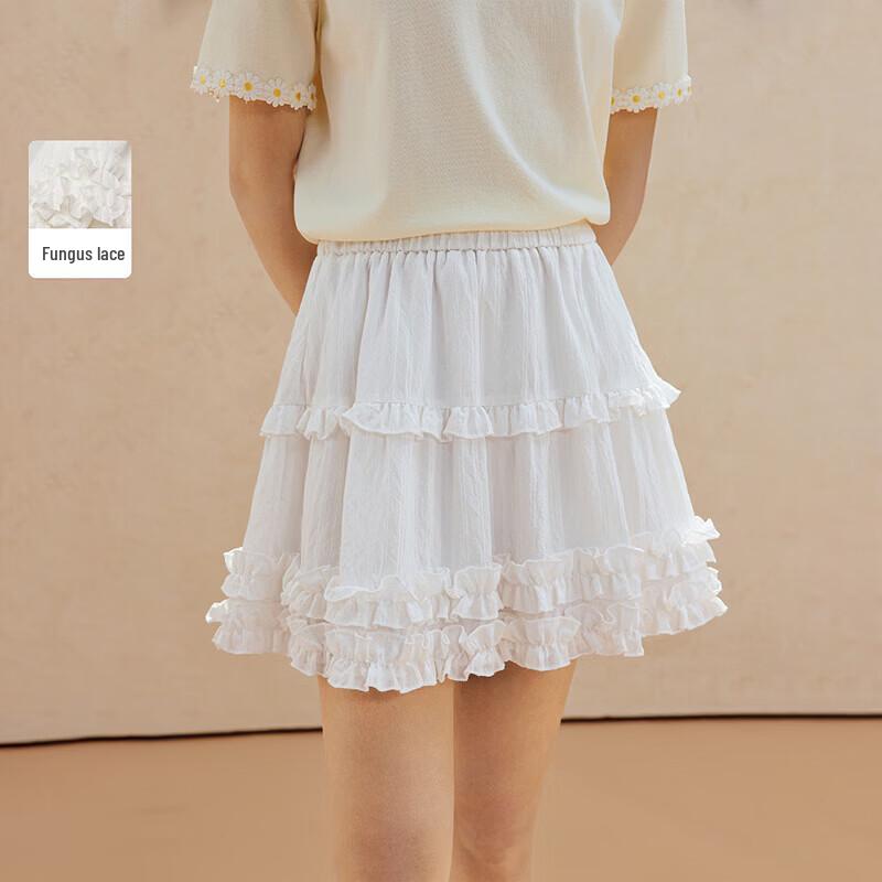 INMAN Sweet Ruffled A-Line Tiered Mini Skirt L