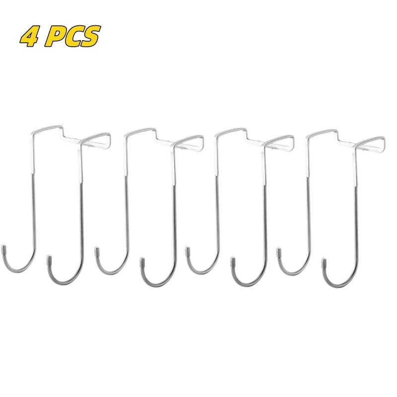 4/8PCS S-Type 304 Stainless Steel Cabinet Door Hook Multifunctional Towel Rack Hat Rack Storage Rack Kitchen Bathroom Accessorie