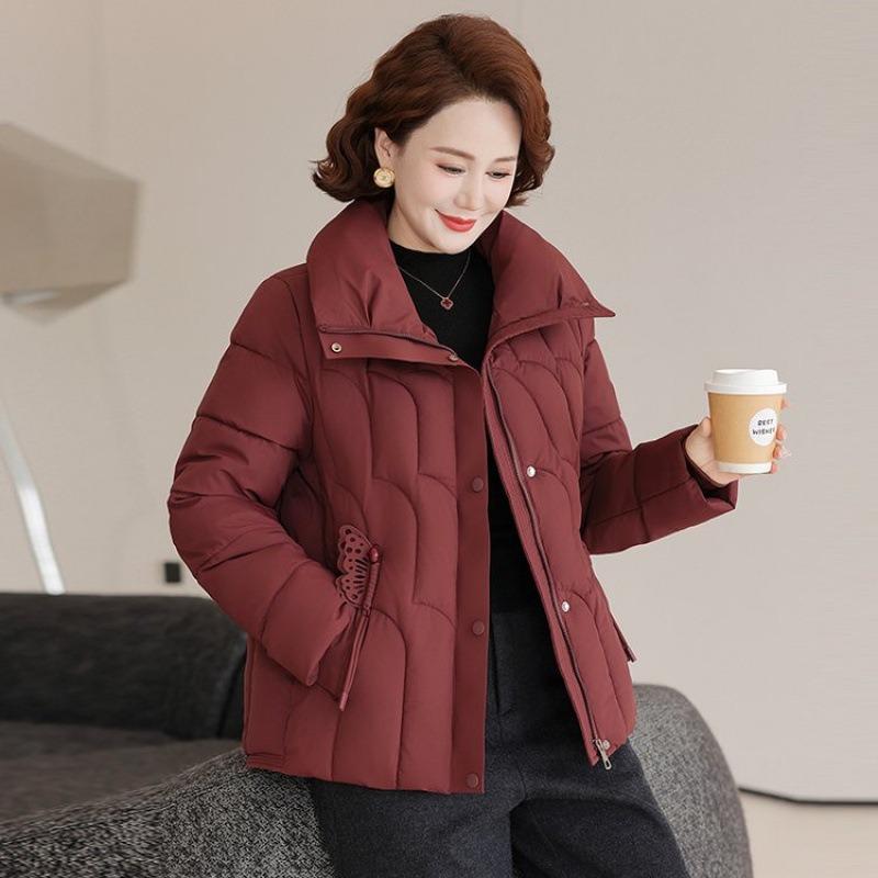 

Зимняя новая хлопковая одежда короткая утолщенная пуховая хлопковая одежда теплые куртки хлопковые куртки женские 5XL [recommended 150-80kg] красный