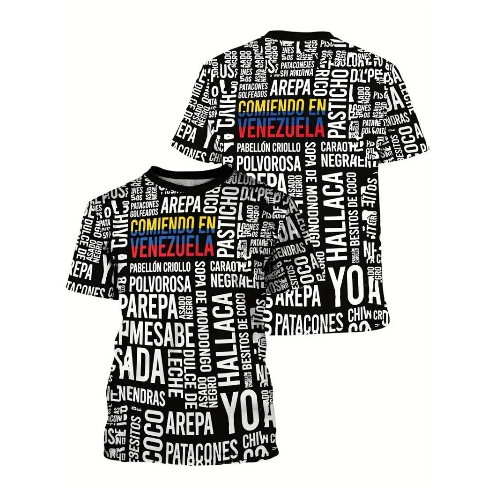 Comfortable Men's Casual 3d Printed Crew Neck T-shirt Polyester Blend Regular Slightly Stretched Fashion Summer Short Sleeve Top