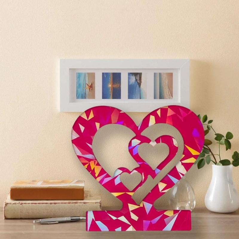 House Shape Resin Molds Holographic Heart Candlestick Molds with Base for DIY Craft Tealight Candle Holder Home Decors