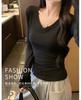 V Neck Long Sleeve Slim Fit Cotton T Shirt Basic Inner Top