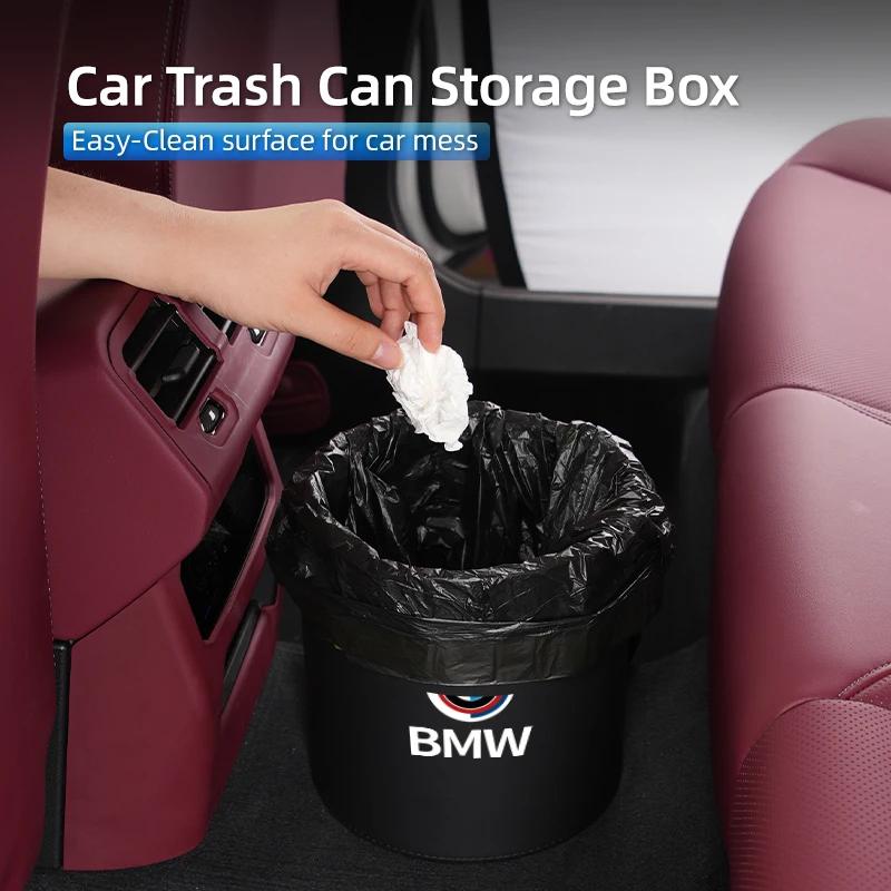 2025 Hot Car Trash Can Seatback Leather Organiser Trash Storage Accessories Interior For BMW X3 X5 M5 M3 E46 E90 E60 F10 E39 F30