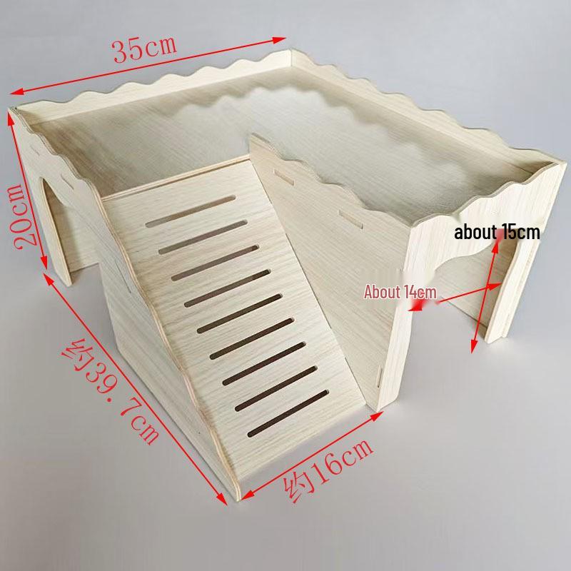 Wooden House for Small Pets: Hamster, Guinea Pig, Rabbit, Hedgehog, Chinchilla | Large Nest and Play Toy