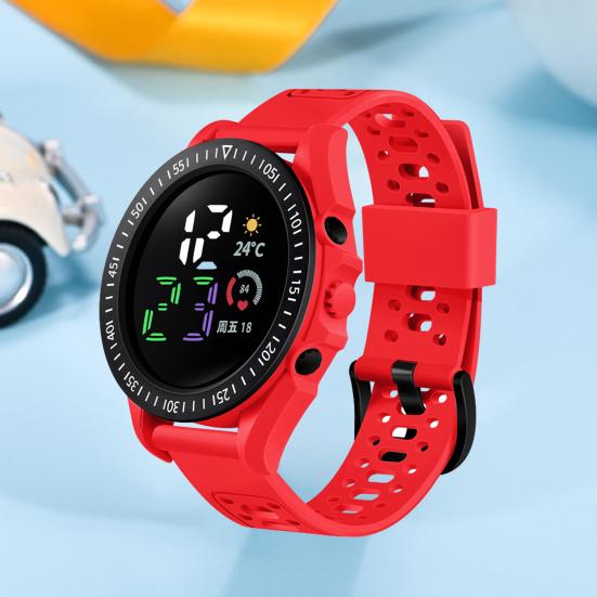 Kids LED Digital Waterproof Comfortable Silicone Sports Watch Band Calendar Week Display Boys