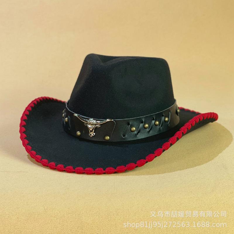 European and American Western Cowboy Hat Men's and Women's Fashion Wool Top Hat Ethnic Style Tibetan Cowboy Hat