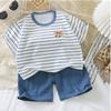 Children's Cotton Short-sleeved Set - Summer Girls' And Boys' Sports T-shirts And Shorts Set