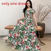 Bohemian Maxi Dress With Elastic Waist For Summer Beach Vacation And Artful Style